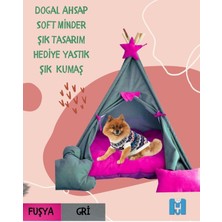 Küçük Irk Köpek ve Kedi Çadırı Yıkanabilir Soft Yırtılmaz Kumaş Doğal Ahşap