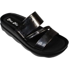 Yazkış Kadın Siyah Paltin Rugan Rahat Taban Terlik