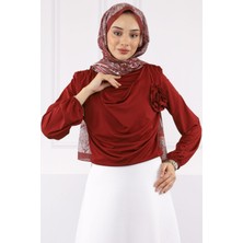 Bordo Gül Aksesuarlı Sandy Bluz