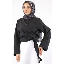 Siyah Bel Bağlamalı Gömlek