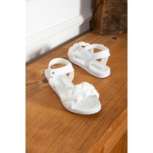 Albishoes Kız Çocuk Cırtlı Yazlık Hafif Rahat Taban Çocuk Sandalet Örgülü Yumuşak Sandalet (25-35)
