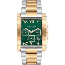 U.s. Polo Assn. USPA1117-06 Quartz Çelik Altın/gri Yeşil Kadran Erkek Kol Saati