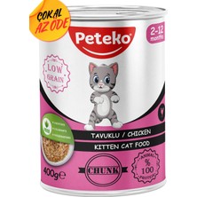 Peteko Parça Tavuklu Yavru Kedi Konservesi 400 G 12 Adet
