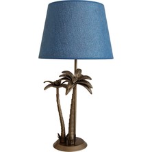 Mellivo Palmiye Detaylı Eskitme Gold Abajur