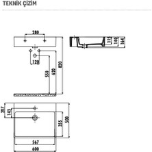 Creavit NX260 Next 50x60 cm Setüstü Düz Kare Lavabo