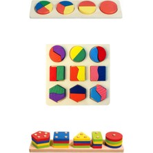 Ahşap Oyuncak 7'li Kavram Seti Montessori Eğitici Yapboz Geometrik Şekiller Parça Bütün Materyalleri