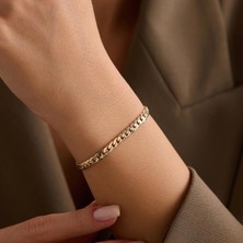 14 Ayar Altın Italyan Yassı Gurmet Bileklik 4 mm