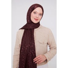 Acı Kahve Geometrik Desen Deluxe Devore Şal
