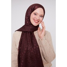Acı Kahve Geometrik Desen Deluxe Devore Şal