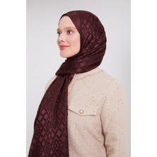 Acı Kahve Geometrik Desen Deluxe Devore Şal