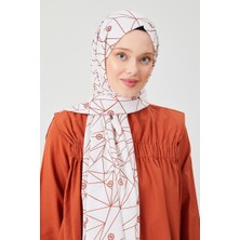 Five Scarf Kiremit Geometrik Desen Violet Medine İpeği Şal