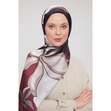 Siyah-Kırmızı Soyut Çiçek Desen Brand Şal