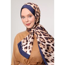 Lacivert Leopar Desen Brand Şal