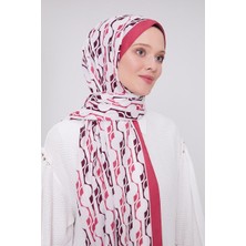Five Scarf Vişne Geometrik Desen Mono Şal