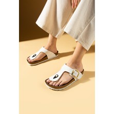 Pembe Potin Parmak Arası Gold Tokalı Rahat Taban Kadın Terlik 011-710-25CILT