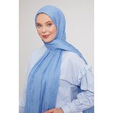 Five Scarf Mavi Pliseli Pamuklu Şal