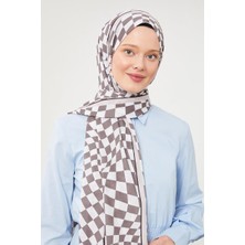 Five Scarf Antrasit Dama Desen Mono Krep Şal