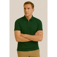 Erkek Kısakol Polo Yaka Fermuarlı Tshirt Yeşil