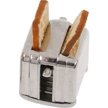 Minyatür Metal Ekmek Kızartma Makinası ve Iki Ekmek Bebek Evi Çocuk Oyuncakları