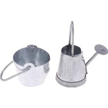 2 Adet/takım 1:12 Minyatür Metal Su Kovası Çiçek Sulama Vazosu