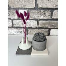 Beton Saksı Mum+Şakayık Kapak+Kare Tepsi+Deney Tüpü+Mini Vazo Seti