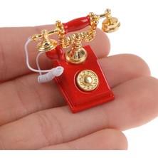 Minyatür Metal Kırmızı Telefon Bebek Evi Çocuk Oyuncakları