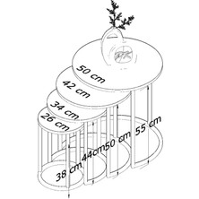 Ceylin 4lü Zigon Sehpa Gold Renk Metal Ayak, Beyaz Kırılmaz Cam