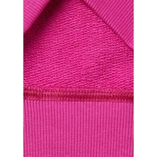 United Colors Of Benetton Kız Çocuk Fuşya Önü Parıltılı Logo Baskılı Bisiklet Yaka Sweatshirt