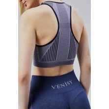 Kalın Askılı Sports Bra – Mor Siyah