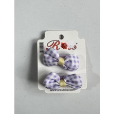 Kız Çocuk Fiyonklu 2'li Lastik Toka Mor