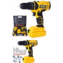 Germany 88VF Metal Şanzıman Çift Akülü 24 Parça Setli Darbeli Şarjlı Matkap