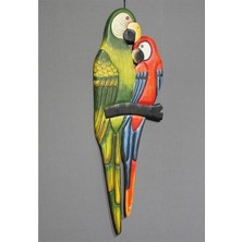 Ahşap Duvara Asmalı 2'li Papağan Model 1