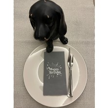 Kidspartim Gümüş Yaldızlı Gri Happy Bırthday Garson Katlama Peçete 16 Adet