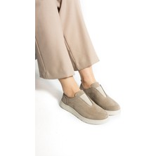 Getcho Brenner Kadın Hakiki Deri Bej Nubuk Kadın Günlük Ayakkabı