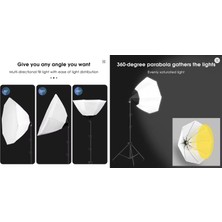 Ürün , Reklam , Moda , Makyaj , Stüdyo Için 70CM Octagon Softbox 45W Ampullü LED Sürekli Işık