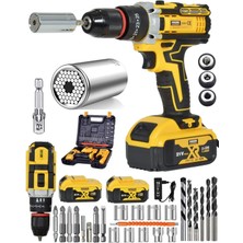 Çelik Madren 5 Pilli Su Terazisi Göstergeli Şarjlı Akülü Vidalama Matkap ve Gator Grip Soket