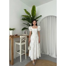 Nakışlı Fisto Uzun Desenli Elbise