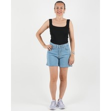 Şort Denim Likralı Yırtmaçlı Paça