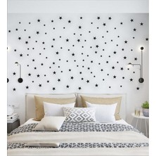 Yıldız Duvar Siyah Sticker 3-4-5 cm 130 Adet Dekoratif Yıldız Sticker