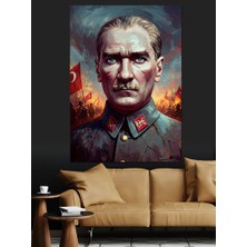 Gölgede Kurt ve Mustafa Kemal Atatürk Dekoratif Kanvas - Mdf Ahşap Tablo