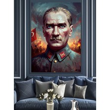 Gölgede Kurt ve Mustafa Kemal Atatürk Dekoratif Kanvas - Mdf Ahşap Tablo