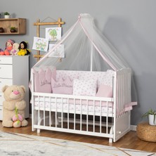 Bamgidoo Ahşap Nakışlı Anne Yanı Cibinlikli Ayarlanabilir Sallanabilir Bebek Beşiği