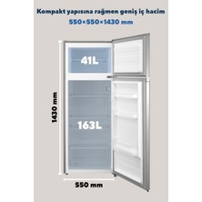 Kumtel Silver Çift Kapılı Buzdolabı 204L HTMF-210SL