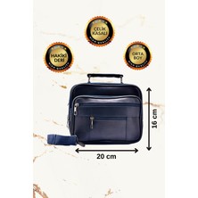 Boss Çelik Kasalı Orta Boy Lacivert Yatay Erkek El ve Omuz Çantası (Hakiki Deri)