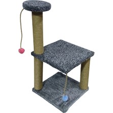 Çift Katlı Yuvarlak Basamaklı Ponponlu Kaliteli Jut Halat Karışık Renkli Kedi Tırmalama Tahtası