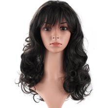 Siyah Renk Dalgalı Uzun Parti Peruğu 55 cm