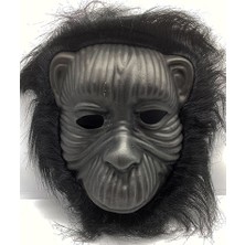 Siyah Renk Eva Goril Maskesi - Siyah Peluşlu Tüylü Orangutan Maskesi