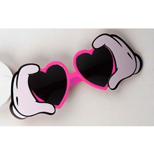 Pembe Renk Kalp Şekilli El Figürlü Parti Gözlüğü 21X8 cm