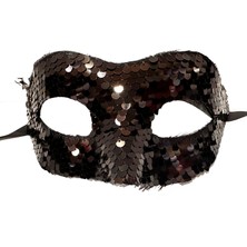 Siyah Renk Payetli Pullu Parti Maskesi Balo Venedik
