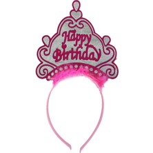 Happy Birthday Neon Pembe Renk Doğum Günü Tacı 24X15 cm